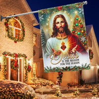 Sacred Heart of Jesus Flag, Jesus Is the Reason for the Season Christmas Garden Flag, Christian Holiday Yard Flag, Nativity Faith Decor