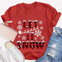 Red Plaid Teacher T-Shirt, Let It Snow Teacher Shirt, Christmas Teacher Tee, Festive Holiday Graphic T-Shirt, Winter Break Teacher Present