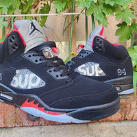 High Top Sneakers, Black Red Colorway, Lace Up Design, Casual Gift for Sneaker Fans