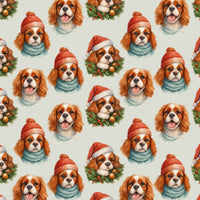 Holiday Dog Gift Wrap, Cavalier King Charles Spaniel Wrapping Paper, Christmas Puppy Wrapping Paper, Adorable Spaniel Present Wrap