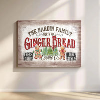 Custom Family Name North Pole Christmas Wall Art, Personalized Gingerbread Cookie Co. Canvas, Vintage Gingerbread Holiday Canvas Print