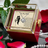 Christmas Rotating Rose Box Love Knot Pendant, Love Knot Necklace for Wife, CZ Crystal Love Knot Necklace, Romantic Holiday Present for Her