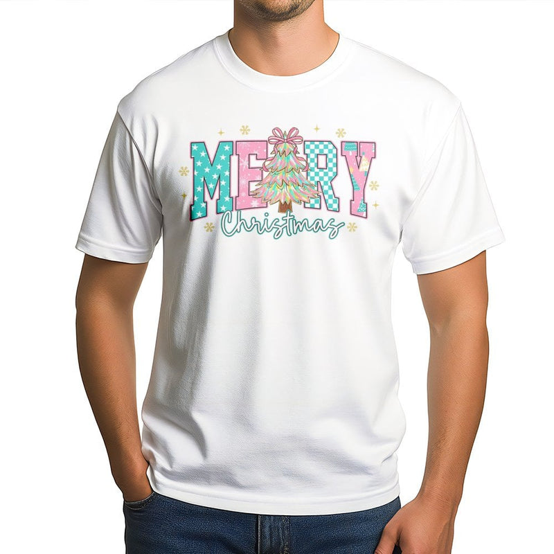 Pastel Christmas Tree Graphic Shirt, Merry Christmas T-Shirt, Aesthetic Christmas Tee, Adorable Winter Holiday Party T-Shirt, Present for Teens