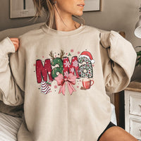 Leopard Print Holiday Crewneck, Christmas Mama Sweatshirt, Festive Mama Pullover Sweater, Adorable Winter Mom Sweatshirt, Xmas Present for Her