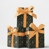 Woodland Christmas Gift Wrap Roll, Enchanted Forest Pine Tree Wrapping Paper, Winter Botanical Wrapping Paper, Holiday Present Gift Wrap