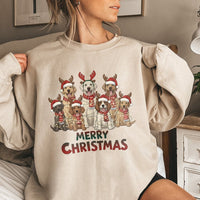 Festive Puppy Holiday Crewneck, Merry Christmas Dogs Sweatshirt, Adorable Dog Lover Christmas Sweatshirt, Winter Pet Mom Pullover Present