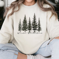 Pine Tree Forest Sweatshirt, Winter Wonderland Sweatshirt, Christmas Nature Graphic Crewneck, Comfy Holiday Sweater, Winter Forest Sweatshirt