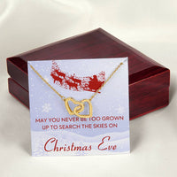 Cubic Zirconia Two Heart Pendant, Christmas Eve Interlocking Hearts Necklace, Surgical Steel Holiday Jewelry
