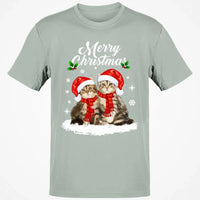 Adorable Holiday Kitty Graphic Tee, Merry Christmas Santa Cats T-Shirt, Festive Cat Lover Winter Shirt, Xmas Animal T-Shirt