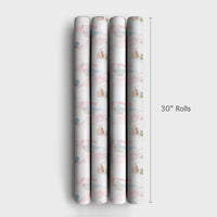 Adorable Cookie Eating Santa Gift Wrap, Watercolor Santa Claus Wrapping Paper, Pastel Christmas Paper, Whimsical Holiday Wrapping Paper Roll