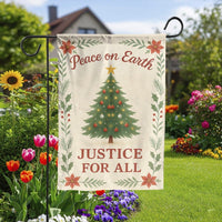 Christmas Tree Floral Yard Flag, Peace on Earth Justice for All Garden Flag, Poinsettia Holiday Garden Flag, Festive Outdoor Lawn Flag Decor