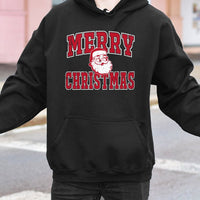 Distressed Vintage Santa Claus Hoodie, Retro Santa Merry Christmas Hoodie, Nostalgic Xmas Graphic Pullover, Festive Holiday Sweatshirt