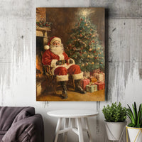 Traditional Christmas Canvas Print, Vintage Santa Claus Wall Art, Retro Santa Painting Canvas Art, Holiday Xmas Wall Decor Present