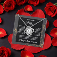 Rotating Rose Love Knot Pendant, Mom Love Knot Necklace, Message Card Love Knot Jewelry, Mother's Day Present for Mom, Birthday Christmas Present