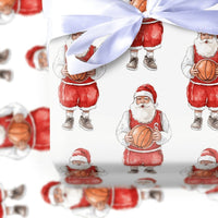 Sports Christmas Gift Wrap, Basketball Jersey Santa Wrapping Paper, Humorous Santa Basketball Holiday Wrapping Paper, Xmas Gift Wrapping Paper