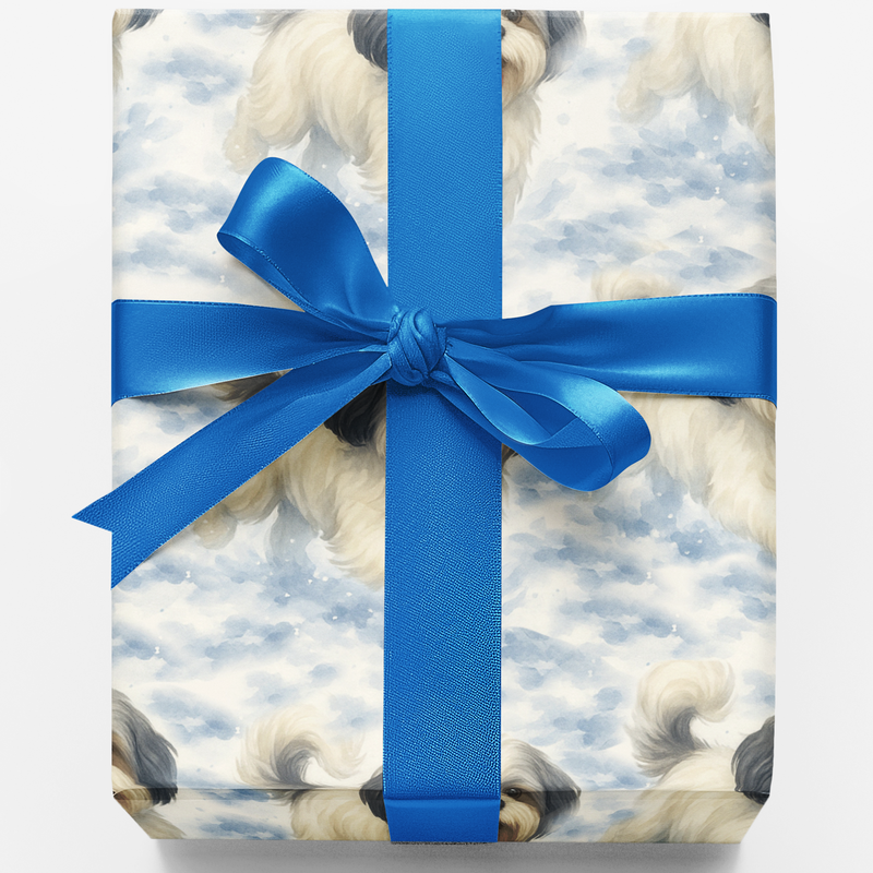Adorable Dog Holiday Gift Wrap, Shih Tzu Christmas Wrapping Paper, Snowy Puppy Xmas Wrapping Paper, Festive Dog Lover Present Wrapping Paper