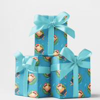 Pool Float Christmas Gift Wrap, Tropical Santa Claus Wrapping Paper, Beach Holiday Gift Wrapping Paper, Humorous Xmas in July Paper Roll