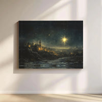 Nativity Night Canvas Print, Star of Bethlehem Canvas Art, Christian Christmas Wall Art, Bethlehem City Canvas Decor, Religious Holiday Present