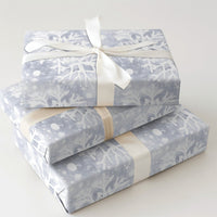 Watercolor Blue and White Christmas Gift Wrap, Winter Snowflake Wrapping Paper, Elegant Festive Wrapping Paper Roll, Holiday Present Paper