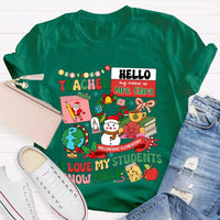 Custom I Love My Students Snow Much Shirt, Personalized Teacher T-Shirt, Christmas Teacher Tee, Custom School Name Holiday Graphic Shirt