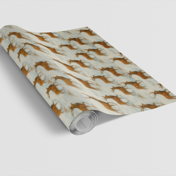 Winter Forest Gift Wrap, Reindeer Wrapping Paper, Wildlife Christmas Wrapping Paper, Holiday Deer Present Paper, Woodland Nat