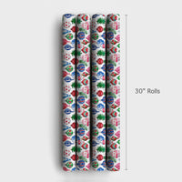 Holiday Ornament Gift Wrap, Watercolor Christmas Wrapping Paper, Colorful Xmas Tree Wrapping Paper, Festive Winter Holiday Gift Wrap Roll