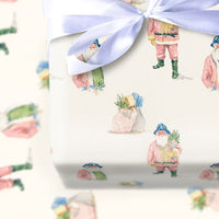 Blue Helmet Santa Gift Wrap, Watercolor Santa Claus Wrapping Paper, Whimsical Christmas Wrapping Paper, Fun Holiday Present Wrapping Paper
