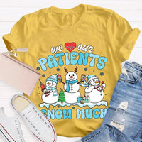 School Nurse Christmas Shirt, Snow Much Love for Our Patients T-Shirt, Adorable Snowman Nurse Holiday Tee, Pediatric Medical Staff Xmas Tee