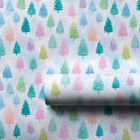 Watercolor Pine Tree Gift Wrap, Pastel Christmas Tree Wrapping Paper, Colorful Holiday Tree Wrapping Paper, Whimsical Winter Gift Wrap Roll