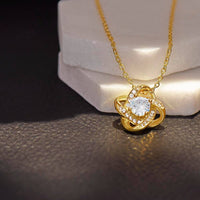Christmas Present for Mom from Daughter, Love Knot Necklace for Mom, 18k Yellow Gold Finish Necklace, Cubic Zirconia Crystal Pendant Necklace