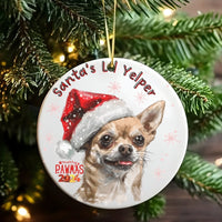 Ceramic Chihuahua Christmas Ornament, Santa's Lil Yelper Chihuahua Christmas Ornament 2024, Adorable Dog Xmas Tree Ornament, Dog Lover Present