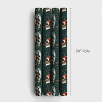 Santa Claus on Easel Gift Wrap, Painter Santa Christmas Wrapping Paper, Artistic Holiday Paper, Winter Forest Art Lover Present Paper