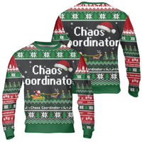 Pixelated Santa Sleigh Ugly Sweater, Chaos Coordinator Ugly Christmas Sweater, Humorous Holiday Sweatshirt, Winter Graphic Ugly Sweater Present