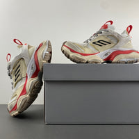 Low Top Sneakers, Red Gray Colorway, Lace Up Design, Casual Gift for Sneaker Fans