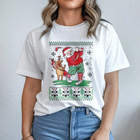 Reindeer Caddy Golf T-Shirt, Santa Golfing Christmas Shirt, Humorous Ugly Christmas Golf Tee, Retro Holiday Sports Shirt, Golf Lover Xmas Present