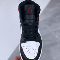Retro Mid Top Basketball Shoes, Black Red Colorway, Lace Up Design, Casual Gift for Shoe Lovers