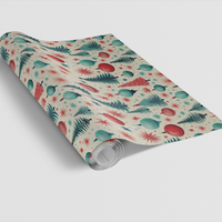 Retro Trees Gift Wrap, Mid-Century Modern Christmas Wrapping Paper, Vintage Red Teal Wrapping Paper, Nostalgic Xmas Gift Wrap