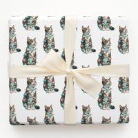 Tabby Kitten Holiday Lights Gift Wrap, Humorous Cat Christmas Wrapping Paper, Adorable Pet Lover Wrapping Paper, Festive Christmas Gift Wrap Roll