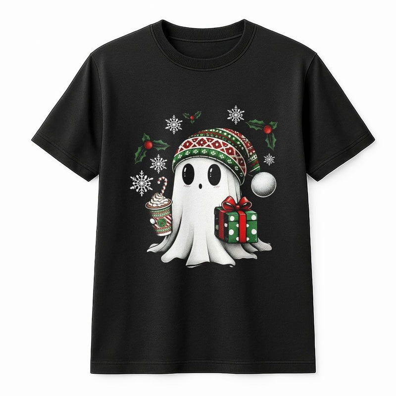Spooky Holiday Graphic Tee, Adorable Ghost Christmas Shirt, Retro Christmas Ghost T-Shirt, Festive Winter Graphic Shirt, Adorable Xmas Ghost Present