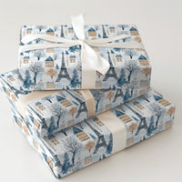 Snowy Eiffel Tower Gift Wrap, Paris Winter Wrapping Paper, French Cityscape Present Paper, Paris France Christmas Holiday Wrapping Paper