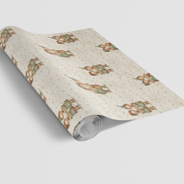 Vintage Christmas Caroler Gift Wrap, Starry Song Carolers Wrapping Paper, Starlit Winter Holiday Gift Wrapping Paper, Nostalg