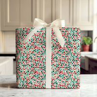 Festive Holiday Gift Wrap Paper, Watercolor Polka Dot Christmas Wrapping Paper, Winter Present Paper, Adorable Xmas Gift Wrap Roll