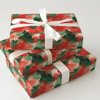 Abstract Christmas Gift Wrap, Red and Green Watercolor Wrapping Paper, Modern Painterly Holiday Paper, Festive Present Wrap for Winter Presents