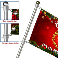 Religious Holiday Garden Flag, Its All About Jesus Christmas House Flag, Double Sided Christian Faith Yard Flag, Xmas Porch Decor