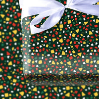 Modern Abstract Confetti Gift Wrap, Christmas Terrazzo Wrapping Paper, Dark Green Holiday Wrapping Paper, Festive Xmas Gift Wrap Roll