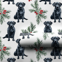 Watercolor Santa Hat Dog Gift Wrap Paper, Black Labrador Christmas Wrapping Paper, Holiday Present Wrap, Dog Lover Xmas Wrapping Paper