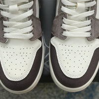 Mid Top Sneakers, White Brown Colorway, Lace Up Design, Casual Gift for Sneaker Fans