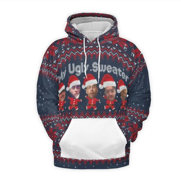 Personalized Ugly Sweater Hoodie, Custom Face Christmas Hoodie, Custom Photo Xmas Hoodie, Holiday Graphic Pullover, Humorous 