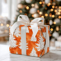 Orange Watercolor Gift Wrap, Pine Tree Christmas Wrapping Paper, Winter Forest Wrapping Paper, Modern Holiday Present Paper Roll
