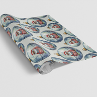 Baroque Christmas Gift Wrap, Santa Ornaments Wrapping Paper, Vintage Santa Holiday Present Paper, Glass Ornament Wrapping Paper, Xmas Gift Wrap